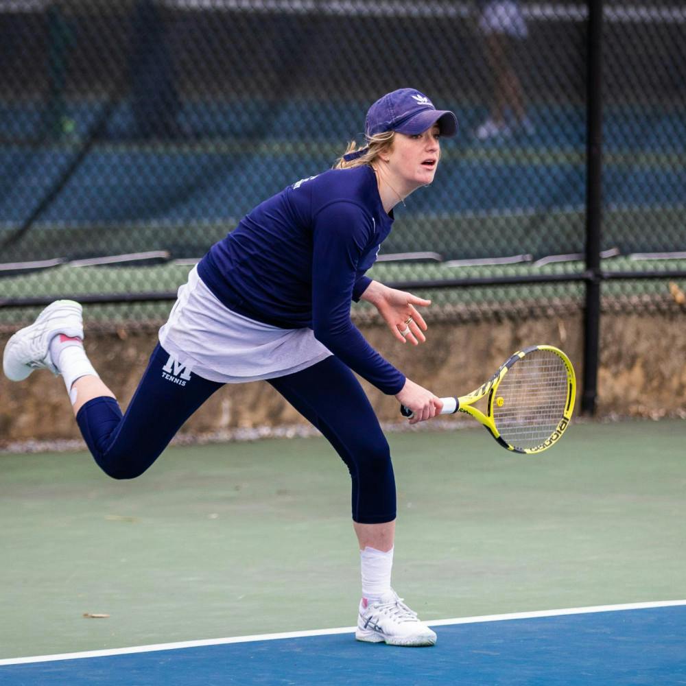 <span class="photocreditinline"><a href="https://middleburycampus.com/39670/uncategorized/michael-borenstein/">MICHAEL BORENSTEIN</a></span><br />Heather Boehm ’20, beloved sports editor, crushes it on home courts despite a windy weekend.