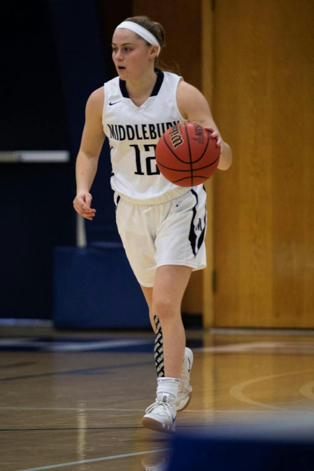 <span class="photocreditinline"><a href="https://middleburycampus.com/39670/uncategorized/michael-borenstein/">MICHAEL BORENSTEIN</a></span><br />Emily Wander ’21 averaged 7.2 points per game throughout the season.