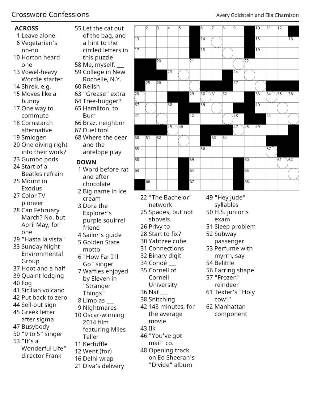 Crossword 05/09/2024 The Middlebury Campus Crossword 05/09/2024 The Middlebury Campus