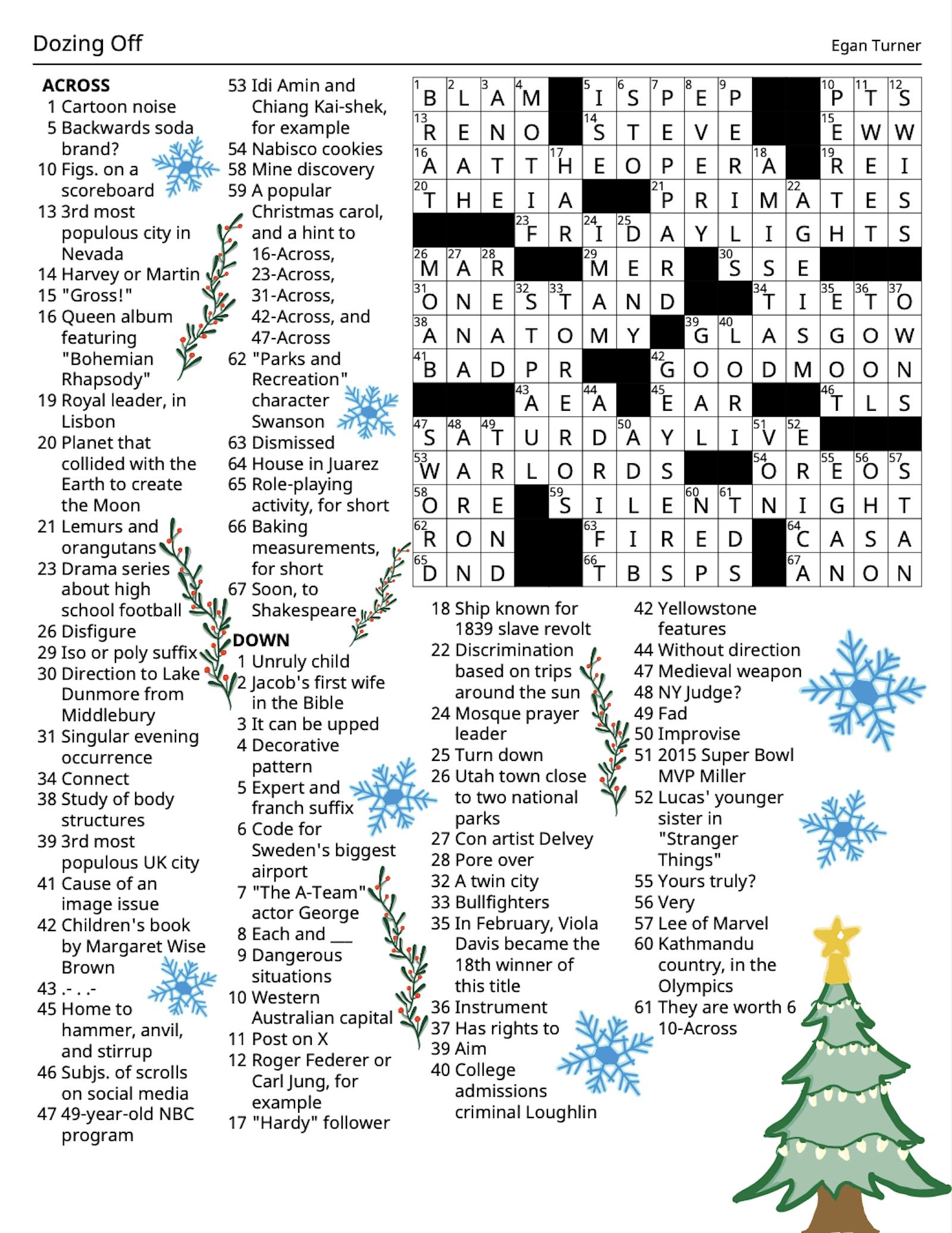 Crossword 12/07/2023: Solution The Middlebury Campus