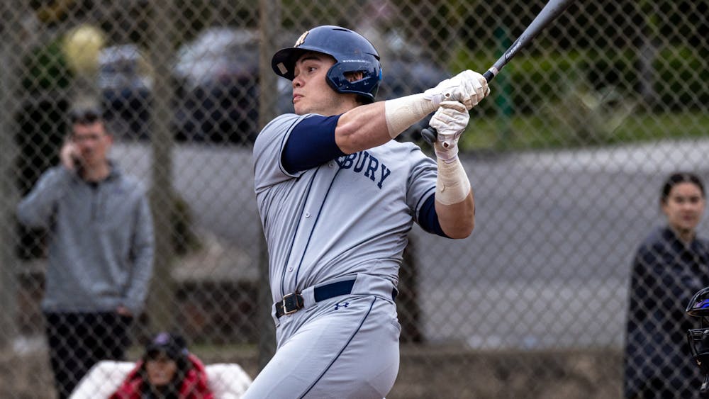 John Collins ’24 hit his 18th collegiate career home run during Middlebury’s spring break trip to California, setting the school's home run record.