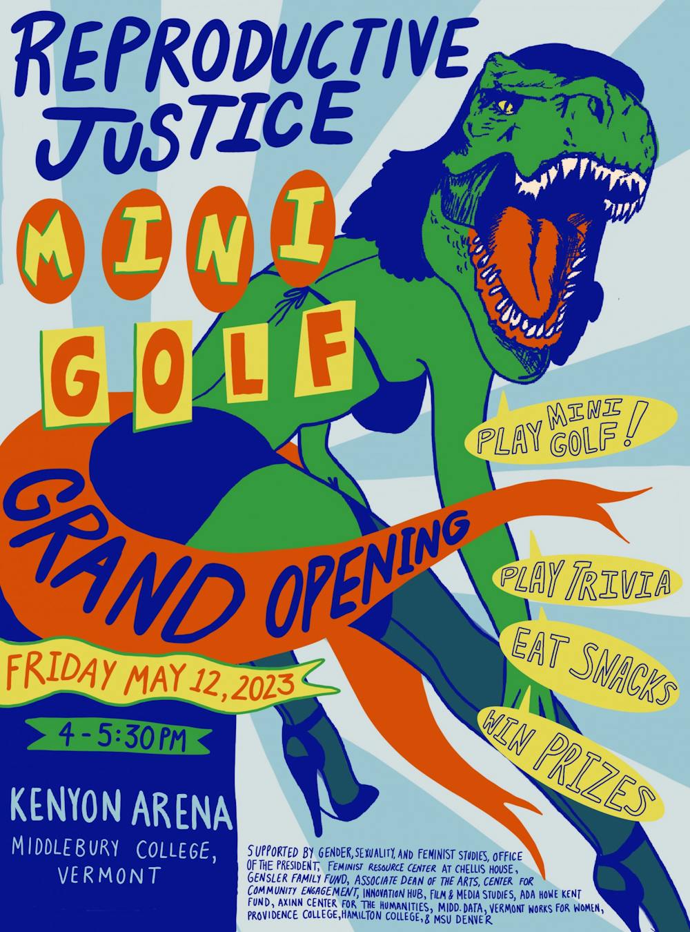 Reproductive justice mini golf poster.