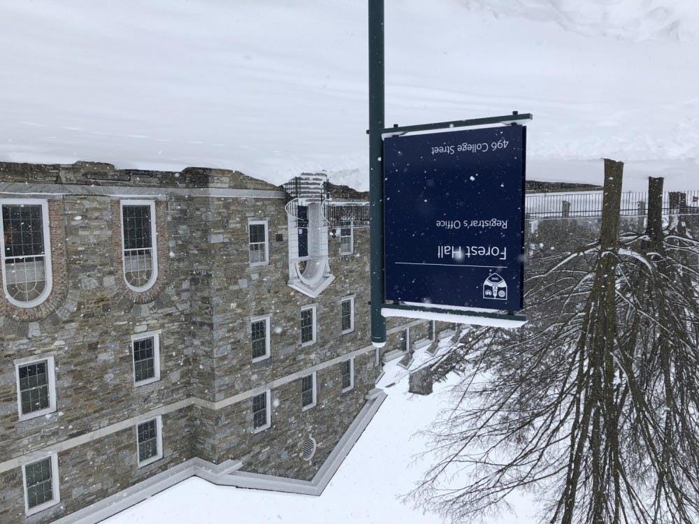 <span class="photocreditinline"><a href="https://middleburycampus.com/staff_profile/benjy-renton/">Benjy Renton</a></span><br />Forest Hall, which currently houses upperclassmen and first-year Febs, is where Isabeau Trimble ’24.5 had their whiteboard vandalized with a homophobic slur.