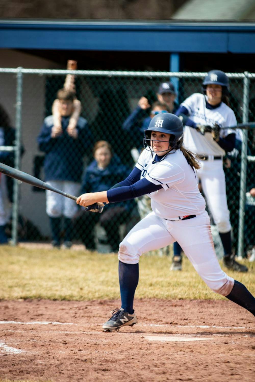 <span class="photocreditinline"><a href="https://middleburycampus.com/39670/uncategorized/michael-borenstein/">MICHAEL BORENSTEIN</a></span><br />Emily Moore ’21 has earned 32 runs and 35 hits in her career.