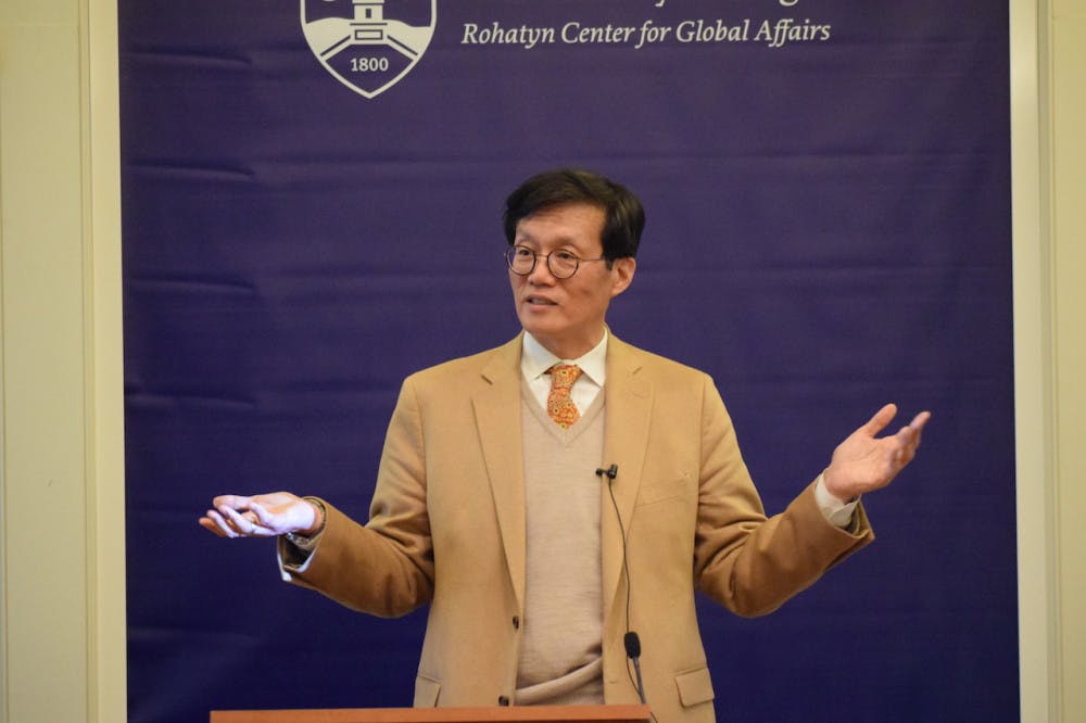 <span class="photocreditinline">BENJY RENTON/THE MIDDLEBURY CAMPUS</span><br />Rhee’s talk was the first of a five-part series sponsored by numerous academic departments, programs and student organizations, including the Departments of Economics, Political Science and the Greenberg-Starr Department of Chinese Language and Literature.