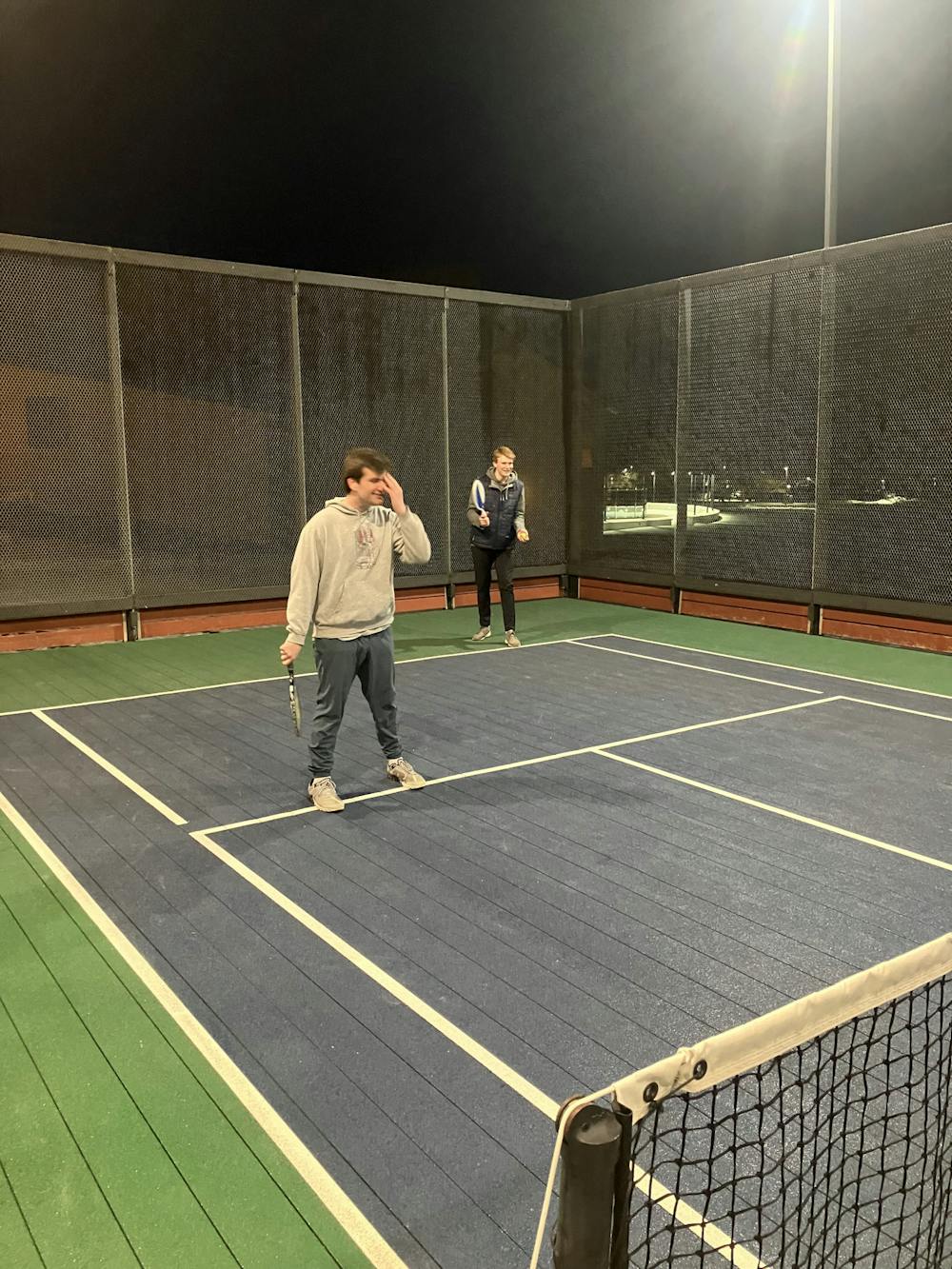 Middlebury students take part in the intramural paddle tennis league.