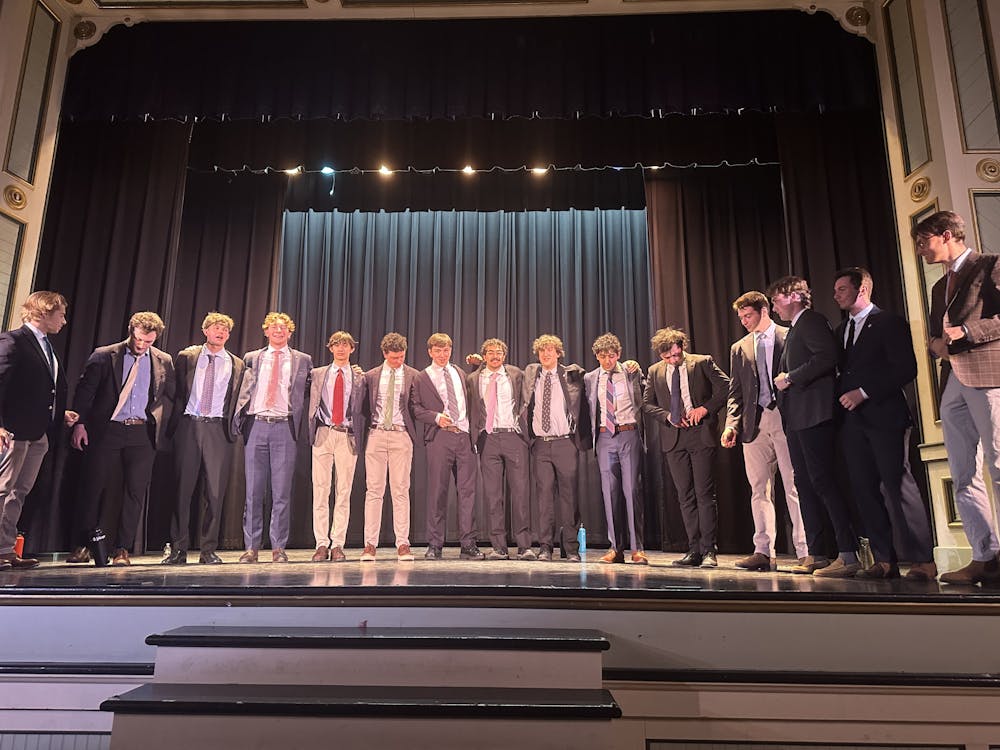  The Dissipated Eight Members, from left to right: Xander Bowles ’26, Quinn Donaldson ’26.5, Will Igoe ’29.5, Nate Keshen ’28, Caeden Sung-Frederickson ’27.5, Graeme Evans ’28, Jefferson Adams-López ’28.5, Rabih Abboud ’28, Will Dyer ’27, Surya Patel ’29, Nick Christoforakis ’29, Leo Katowitz ’28, Jack O’Neil ’28.5, Henry Dejanikus ’29 and William Joseph Mortell ’26. 