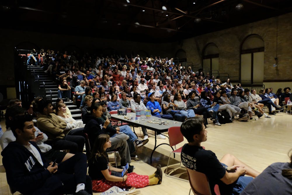 Students gathered in Wilson Hall to watch the Vice Presidential Debate.