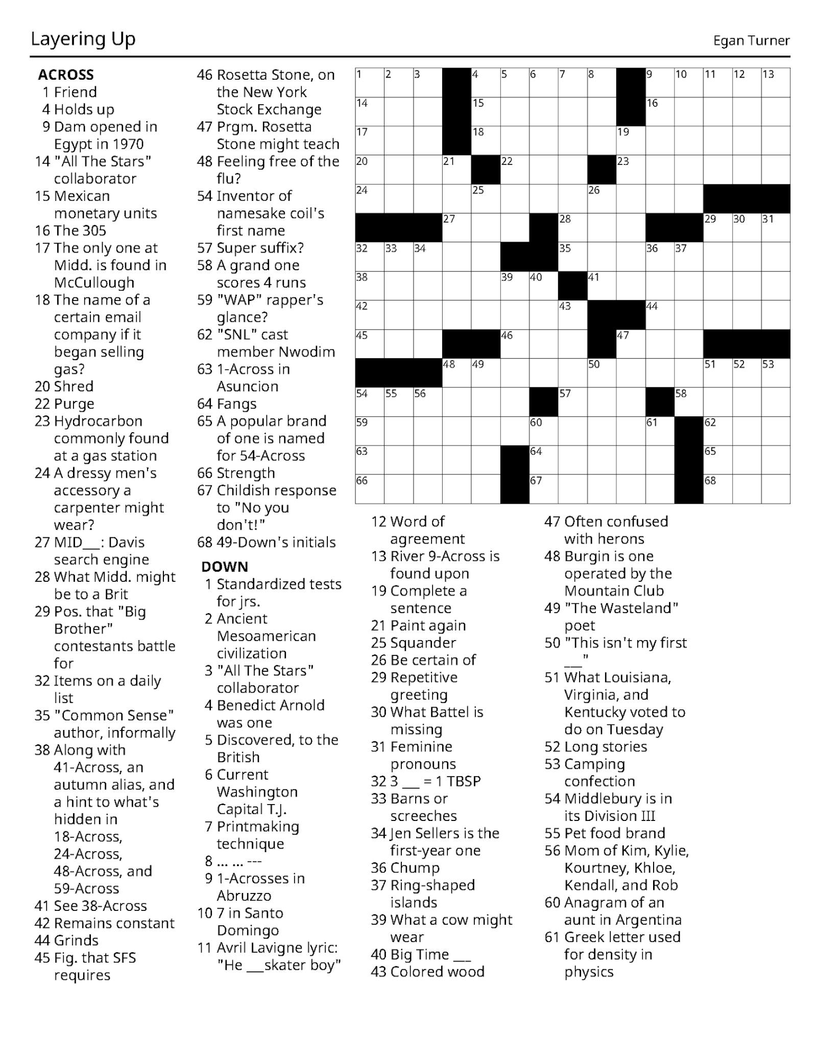 Crossword 11/09/2023 The Middlebury Campus