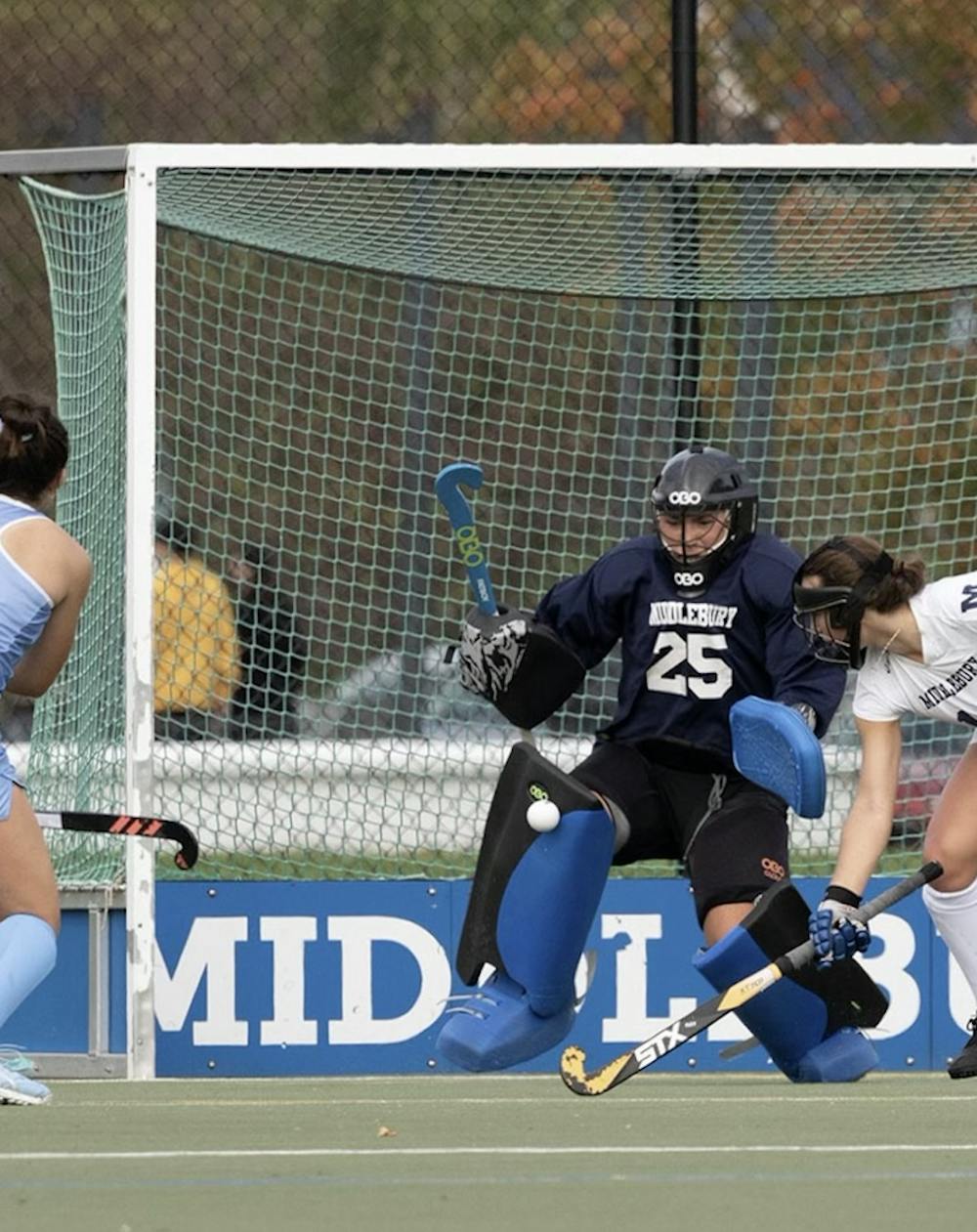 Grace Harlan ’22.5 makes a save for the Panthers.