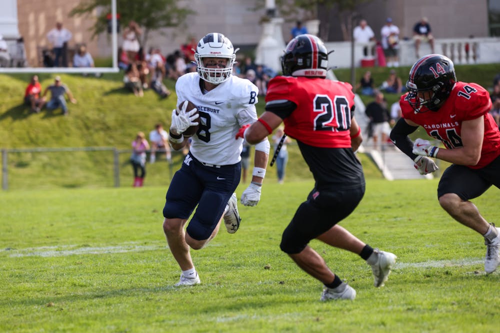 <p>Mike Ahonen &#x27;26 drives up the field against Wesleyan.</p>