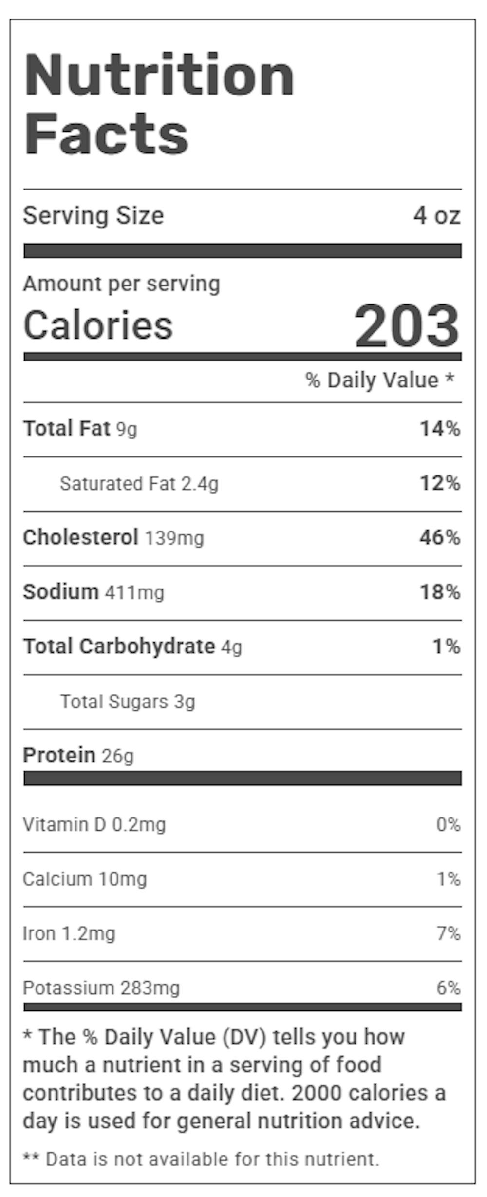 An example of the nutritional information now available to students about each meal.