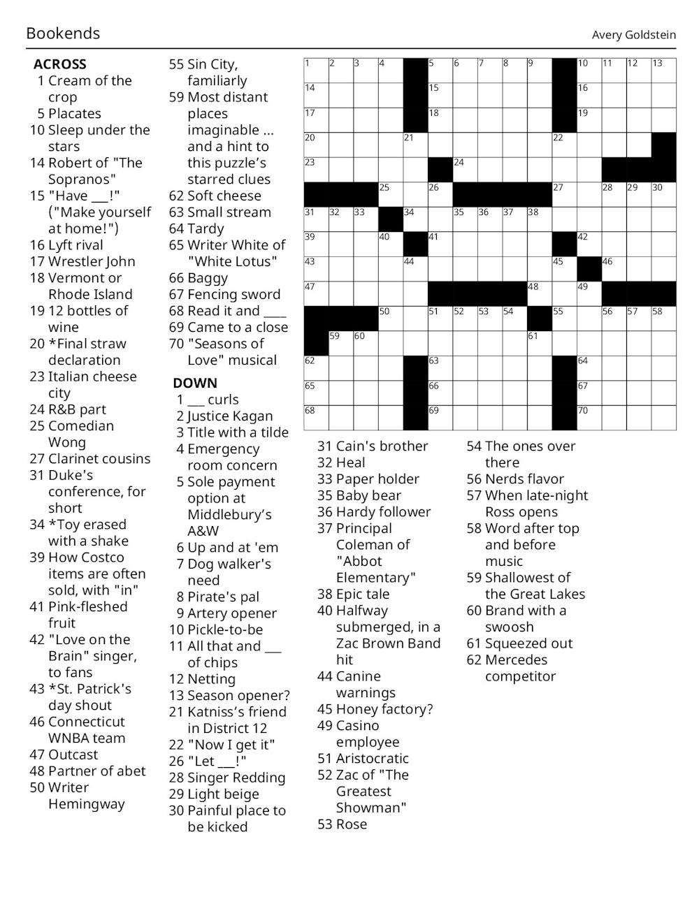 Crossword 04/23/26: Bookends
