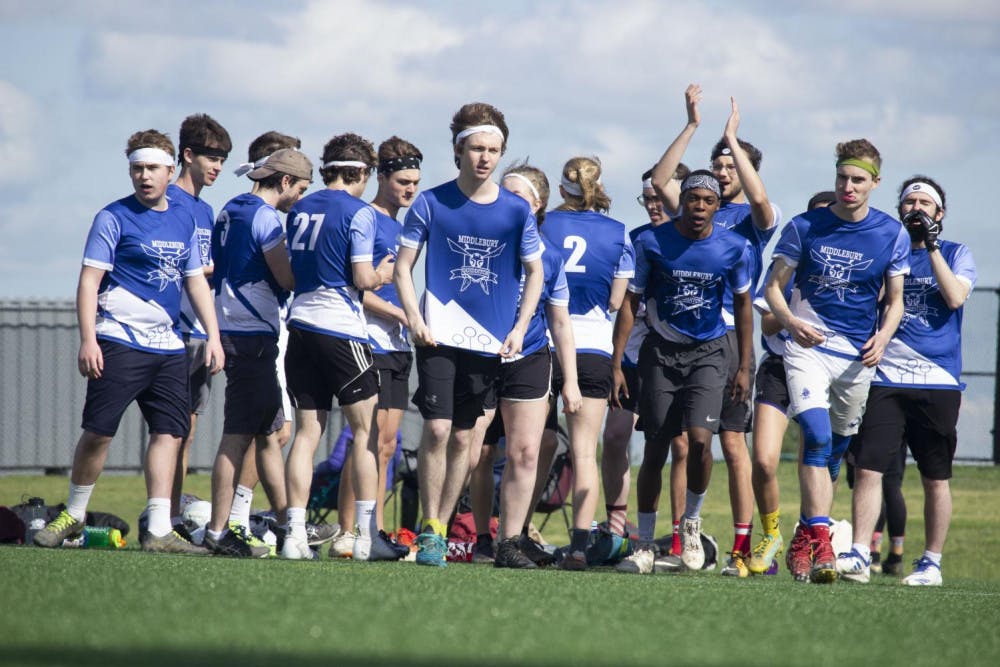 <span class="photocreditinline">COURTESY PHOTO</span><br />The Middlebury Quidditch team traveled to Round Rock, Texas for their first national tournament, the US Quidditch Cup 12 on April 13-14. The team went into the tournament ranked 12th and ultimately placed 11th with a 1-3 final record. According to team member Evan Killion ’21, the Panthers had close losses against Baylor and Duke because “[they had] different play styles than we’re used to.”