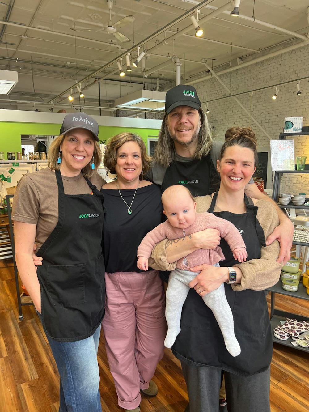 Juice Amour and Sustainable Kitchen are both family-owned businesses. Seen here, from left to right: Sheri Bedard, Shawna Sherwin (Sheri’s sister and manager), Rick.