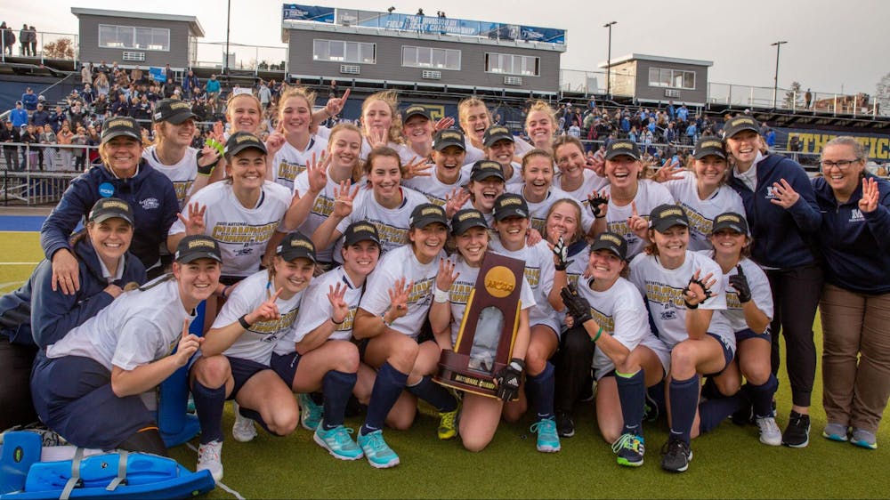 Field hockey celebrates their fourth-straight national championship. (Courtesy of Will Costello)