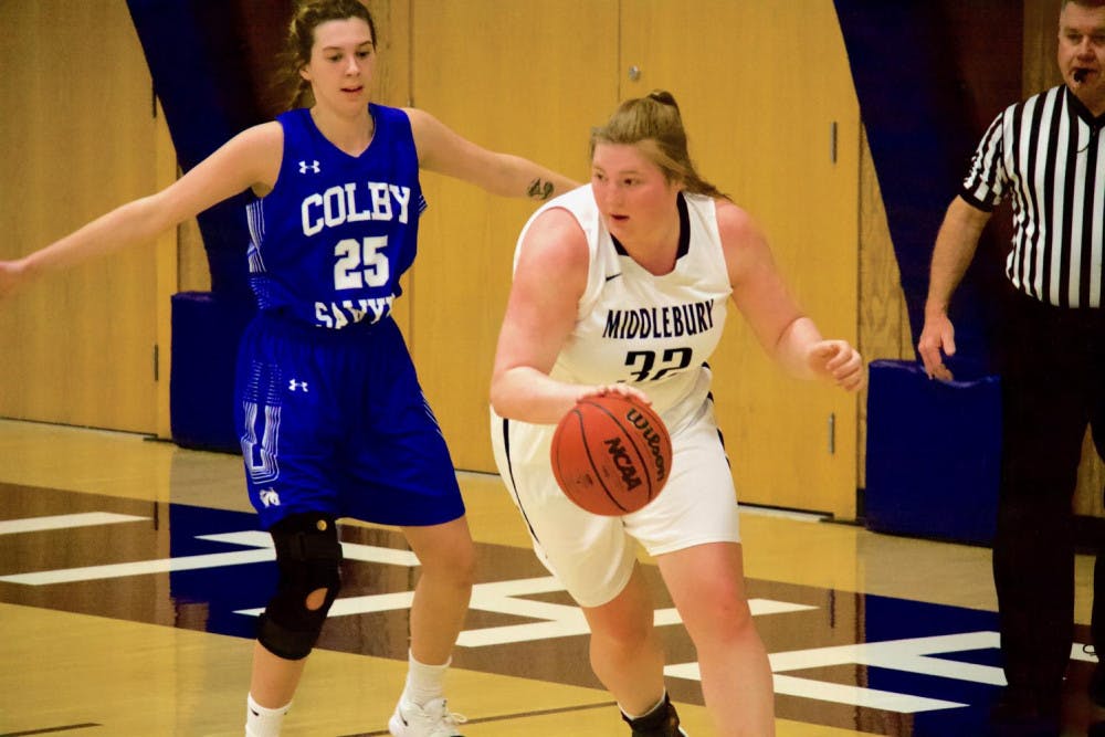 <span class="photocreditinline">SHIRLEY MAO</span><br />Catherine Harrison ’19 led the women’s team with 17 points against Colby-Sawyer.