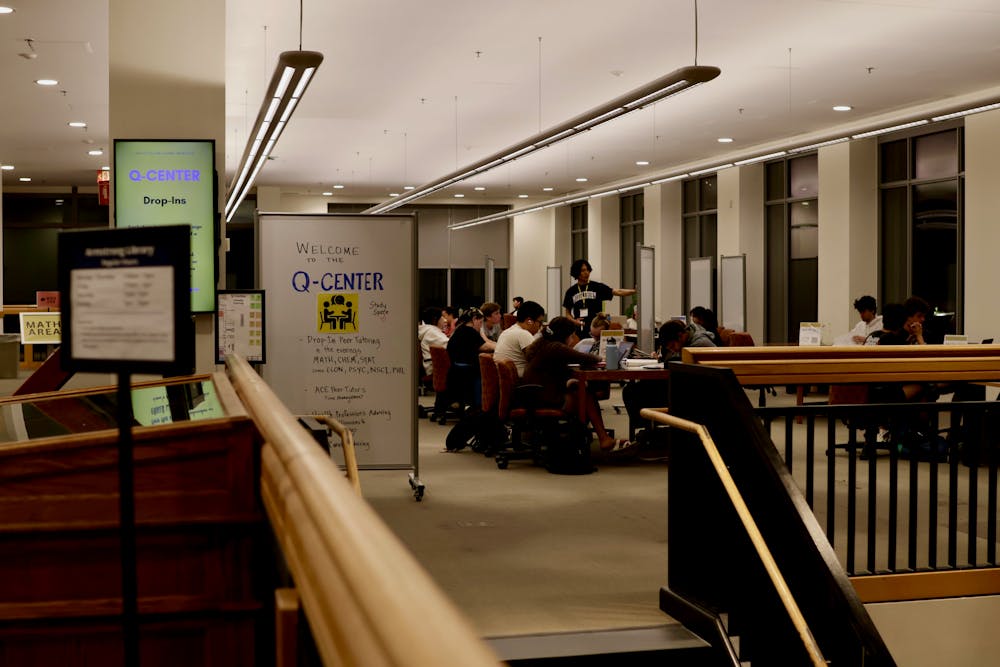 The new Q-Center has created a lively atmosphere on the main floor of Armstrong Library. 