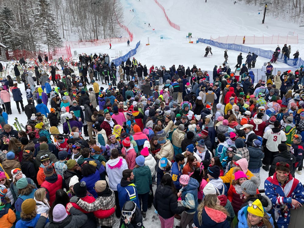 Students watch the winter carnival ski races at the Snow Bowl. (Courtesy of Lucy Emptage)