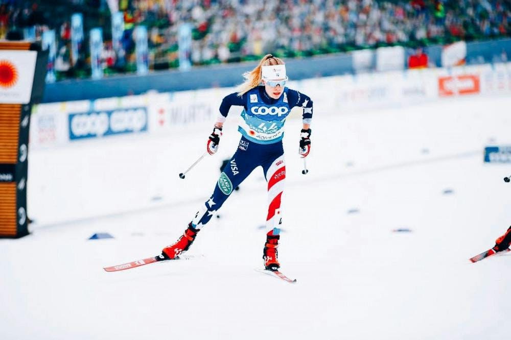 Sophia Laukli with Team USA in the World Ski Championships. Credit Nordic Focus.jpg