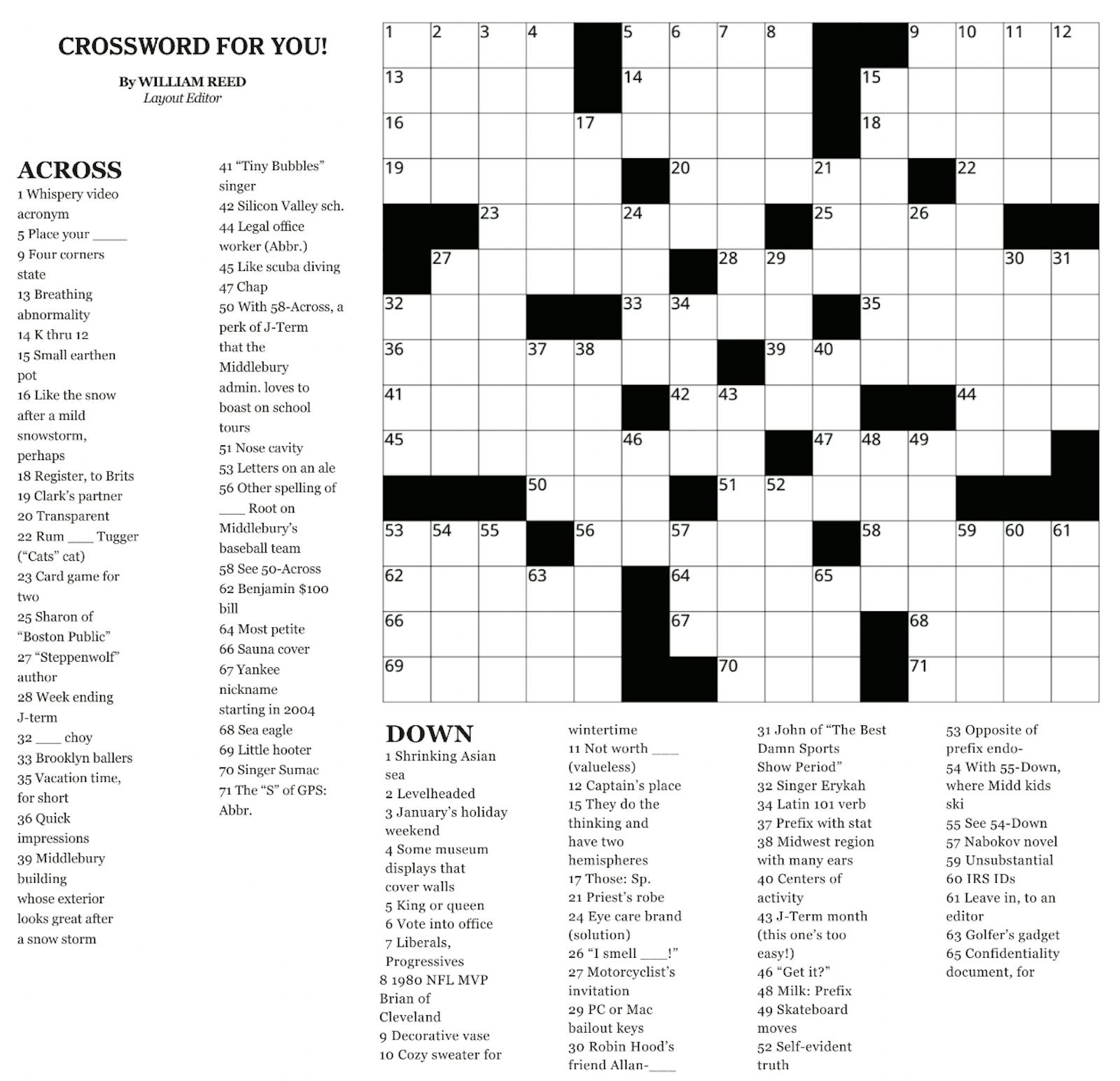 JTerm Crossword! The Middlebury Campus