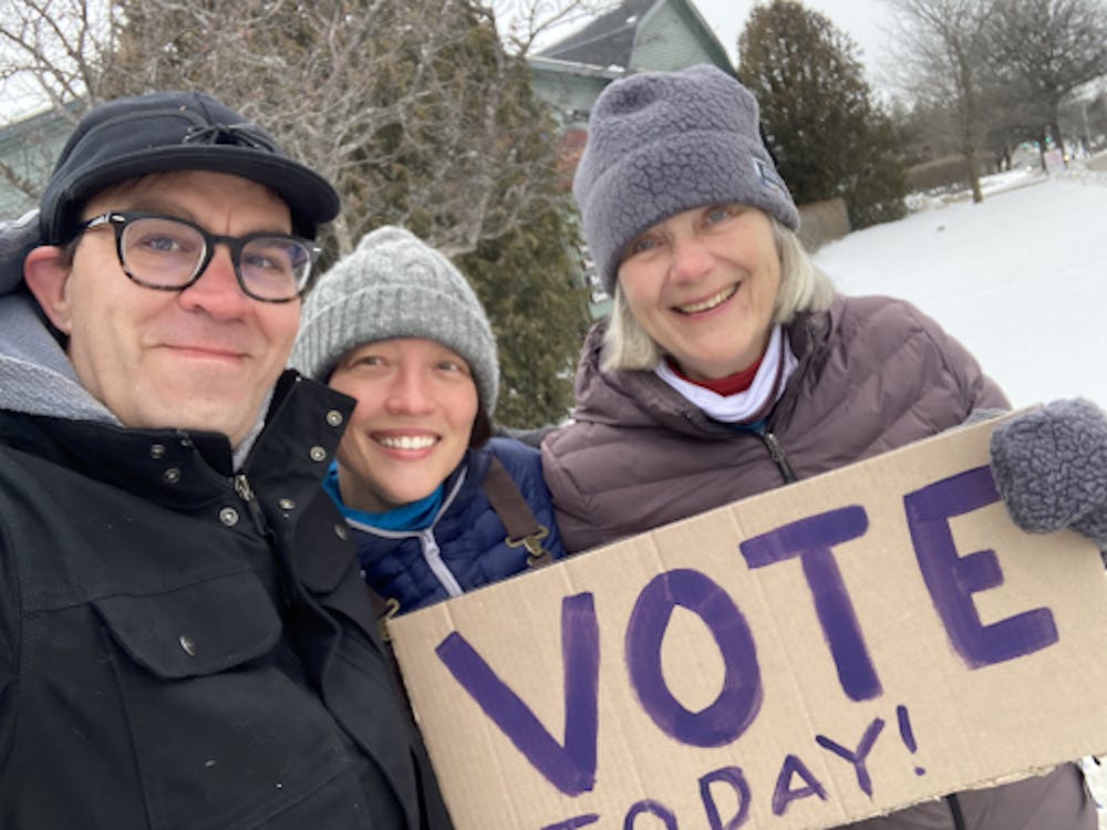 Jamie McCallum (left), Joanna Doria (middle) and Barb Wilson (right) encouraged voters to participate in the recent school board election on March 1st.