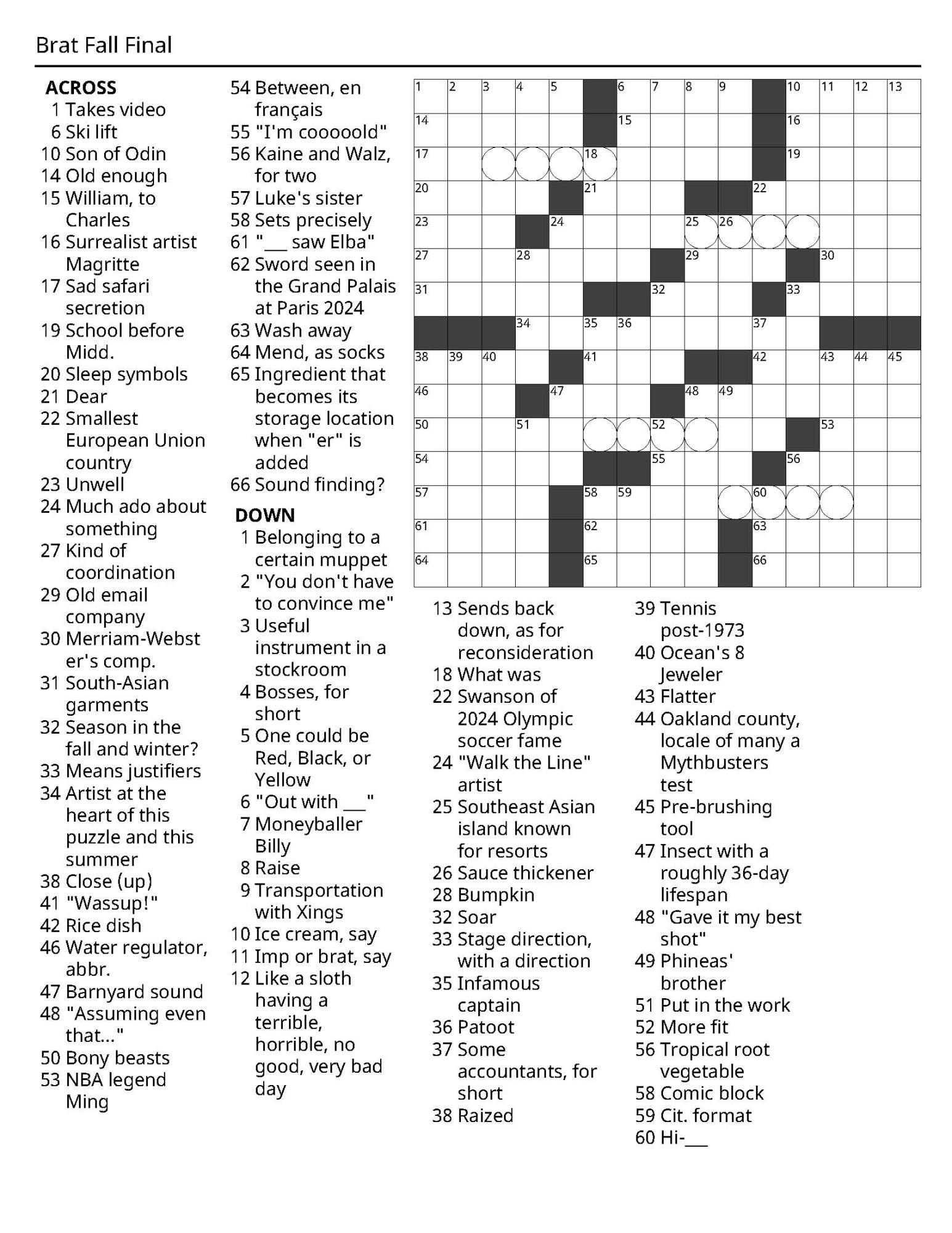 Crossword 09/26/2024 The Middlebury Campus
