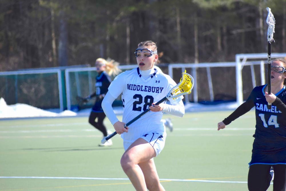 <span class="photocreditinline">Shirley Mao</span><br />Junior attacker Emily Barnard scored two goals in the tight match against Wesleyan this past weekend.