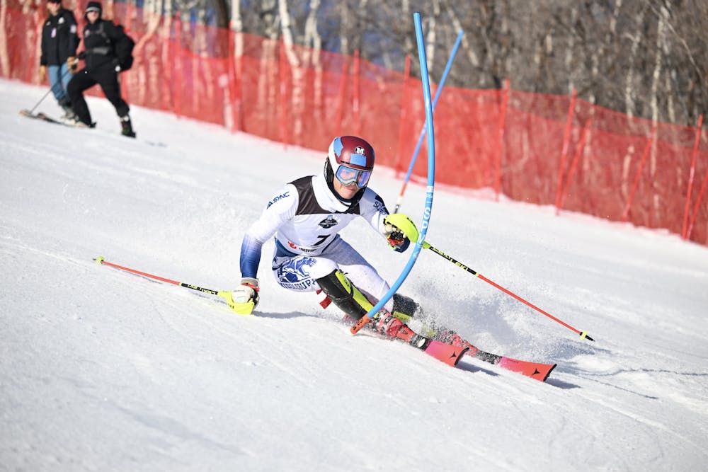 Julian Arthur '29 skied to second in the slalom.