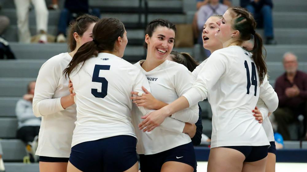 Volleyball celebrates after winning a point.