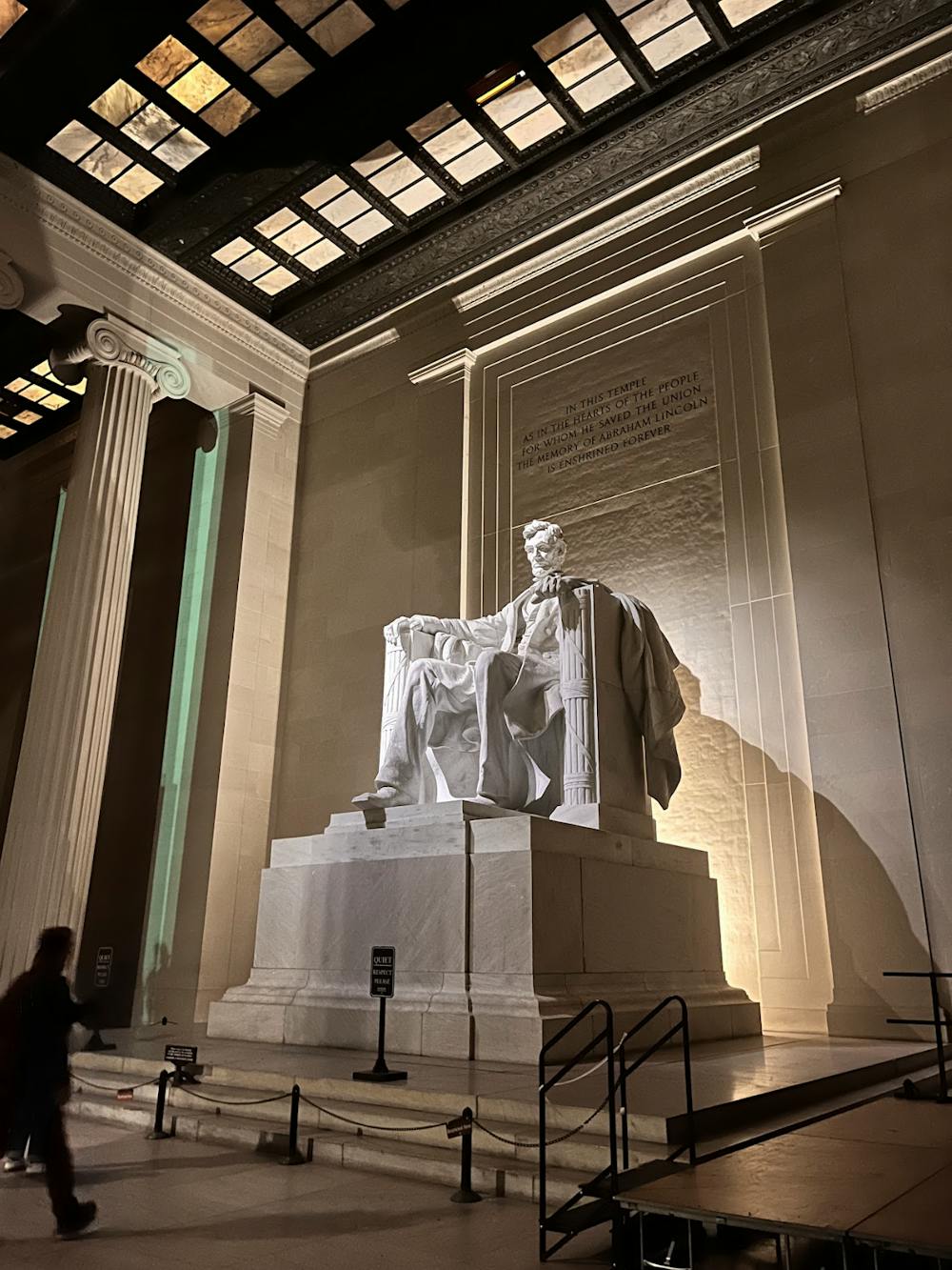 The Abraham Lincoln Statue in the Lincoln Memorial in Washington, D.C., where Ting Cui '25.5 studied away last Spring.