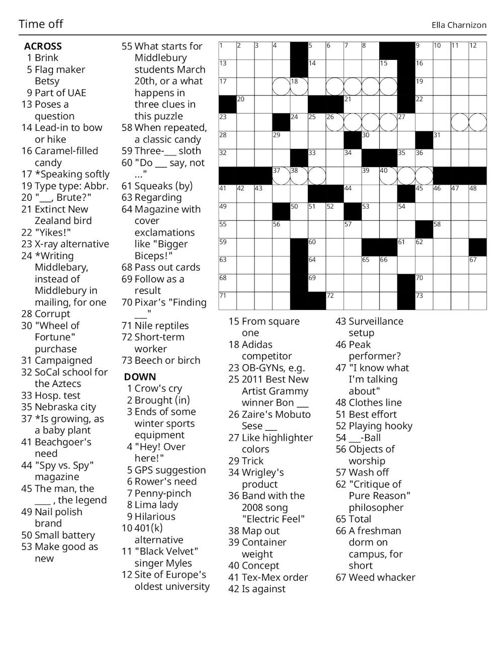 Crossword 03/12/2026: Time Off!
