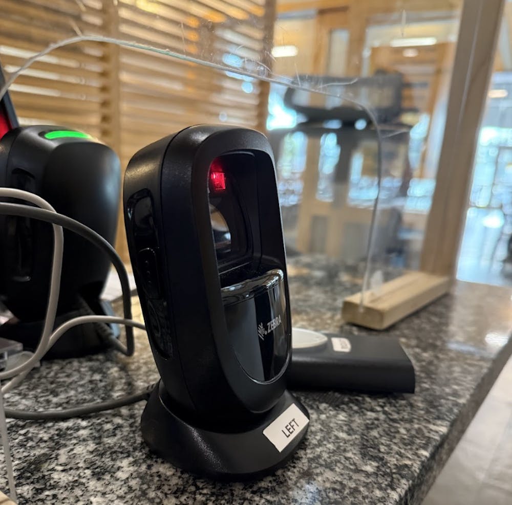 A new digital ID scanner outside of Ross Dining Hall.
