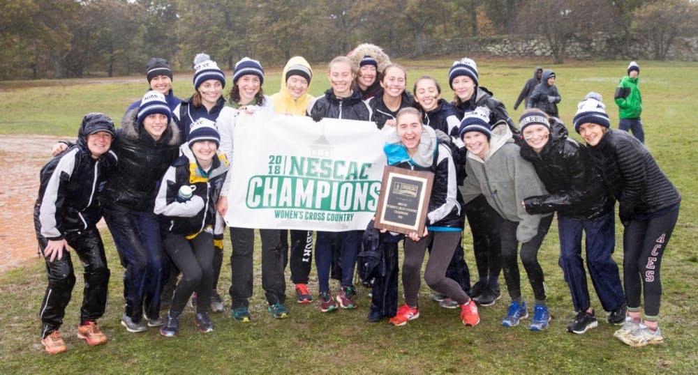 <span class="photocreditinline">COURTESY PHOTO</span><br />The women’s team is all smiles after winning the NESCAC Championships on Saturday, Oct. 27.