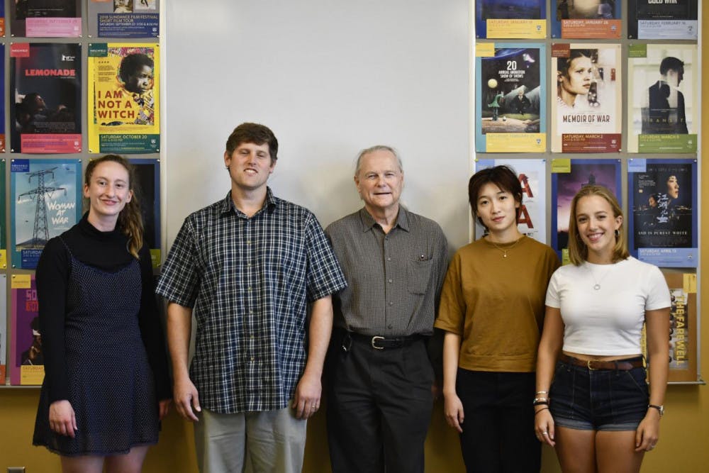 <span class="photocreditinline"><a href="https://middleburycampus.com/43248/uncategorized/max-padilla/">MAX PADILLA</a></span><br />Sam Kann ’20.5 (first from left) is the student representative serving on the Hirschfield Film Programming Committee.