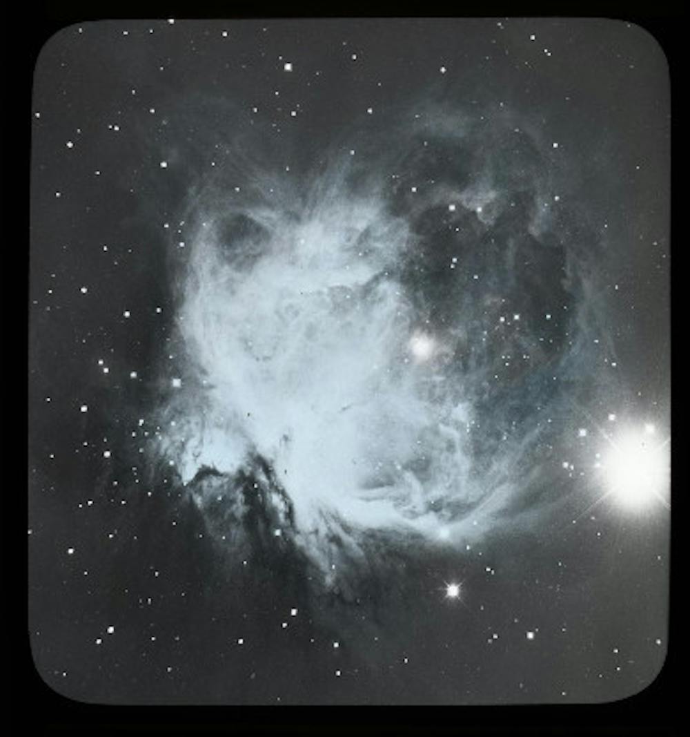 Lantern slide depicting the Great Orion Nebula, c. 1880.