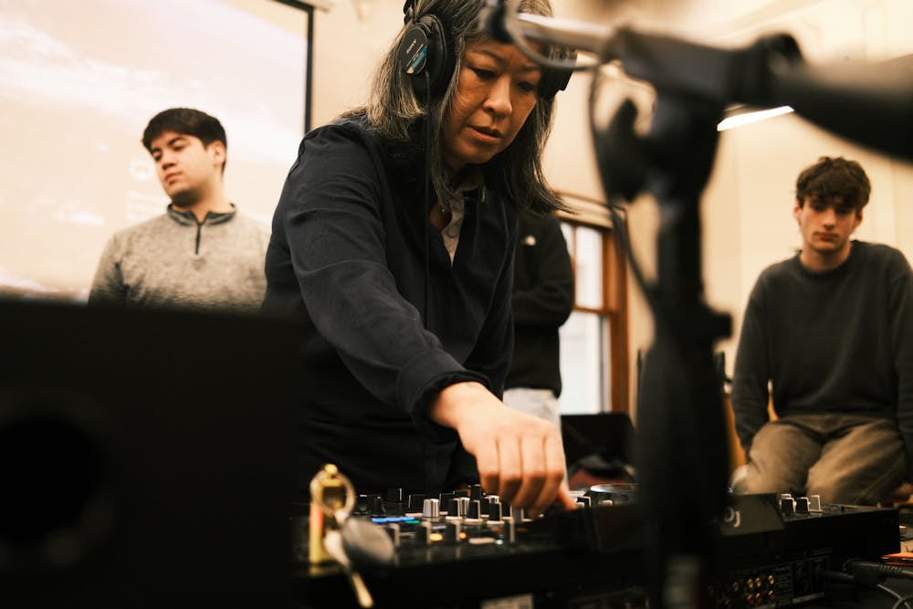 Serena Kim manning the board in “Craft & Culture of DJing” class.