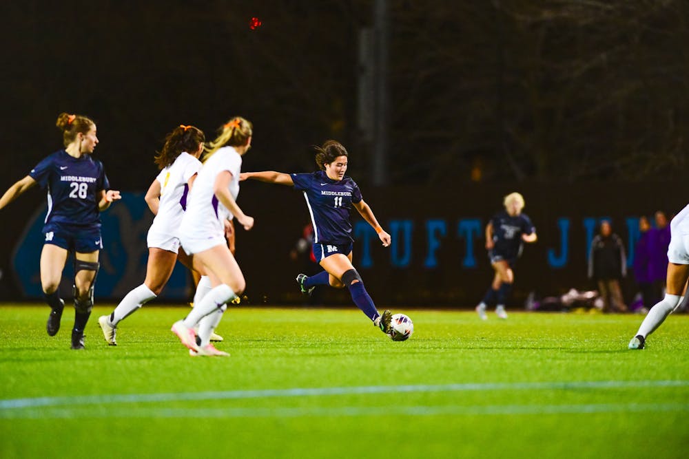 <p>Under the lights, Lauren Tracey &#x27;29 rips a shot for the Panthers</p>