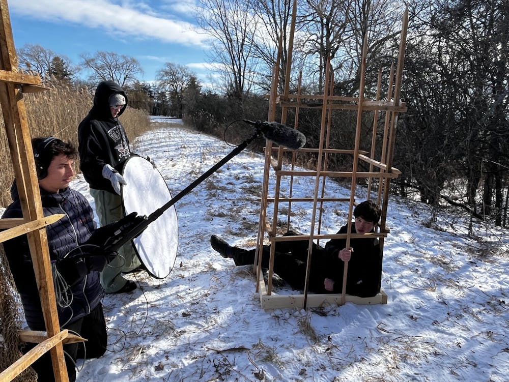 The cast and crew of "Enovys" on set last January.
