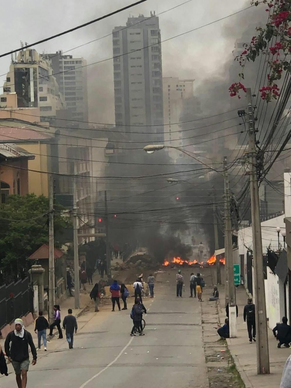 <span class="photocreditinline">SIDRA PIERSON/COURTESY PHOTO</span><br />Sidra Pierson ’21, who chose to remain in Chile for the remainder of the semester, said she watched smoke rise above the city as fires set by arsonists raged.