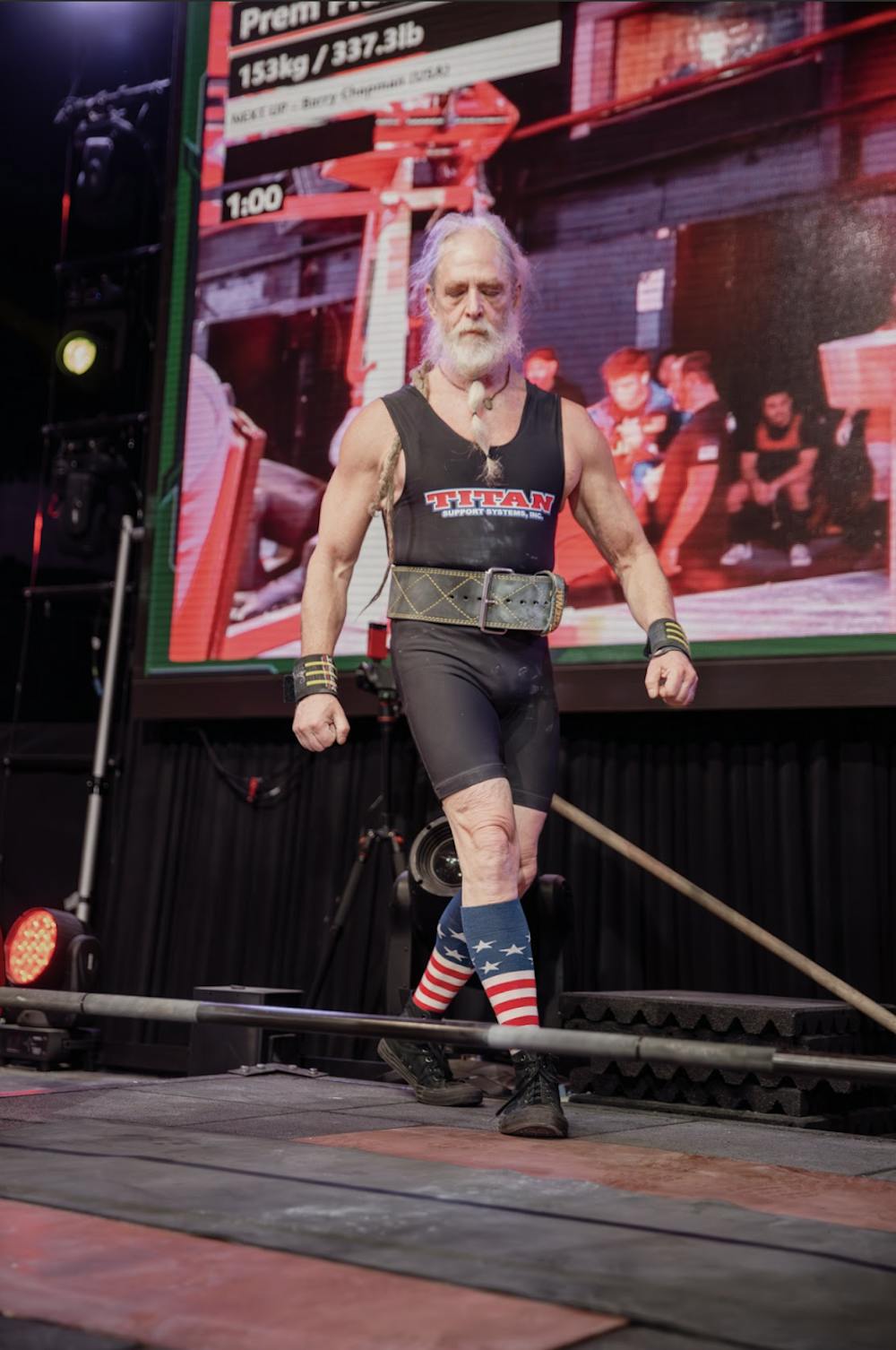 Prem approaches the deadlift at the 2025 World Championships. 