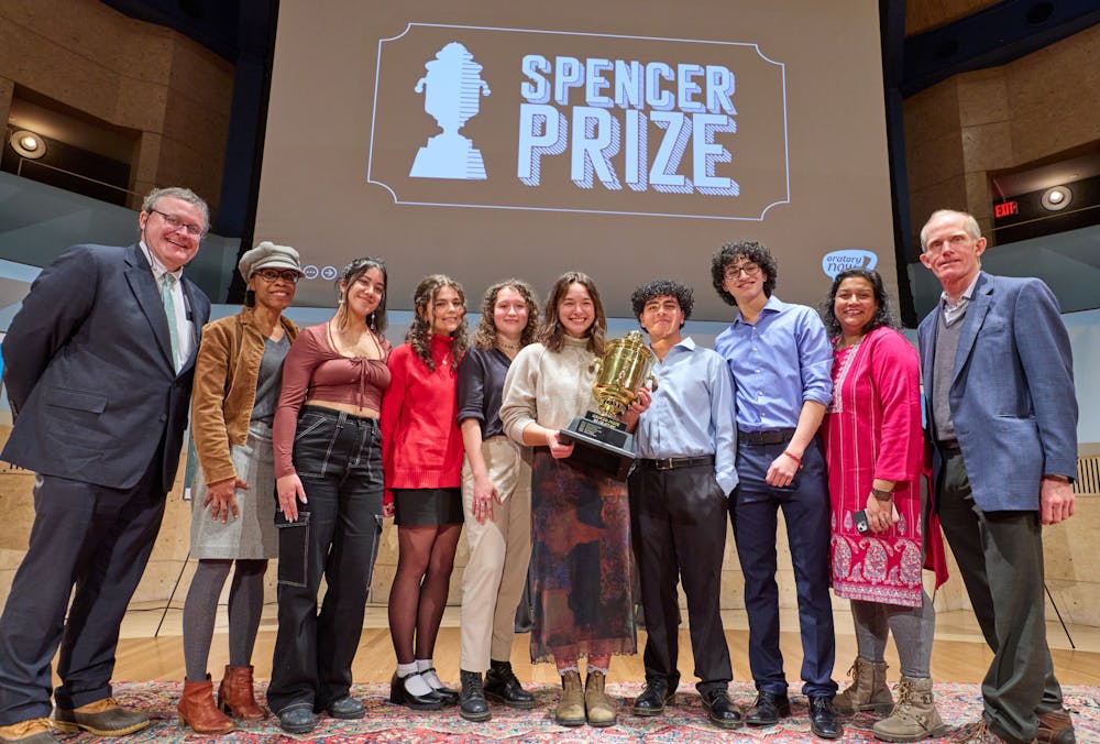 The finalists in the Spencer Prize speech competition presented their speeches in the Championship round on Jan. 30 in Mahaney Art Center's Robison Hall. 