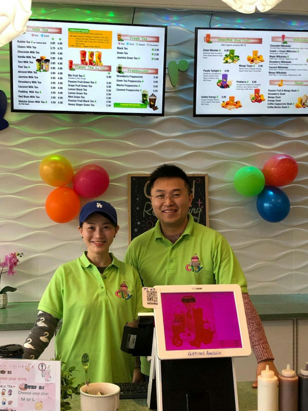 <span class="photocreditinline">Ashley Wang/The Middlebury Campus</span><br />The owners of Yogurt City, Andy and Bingbing introduce boba to residents and students alike.