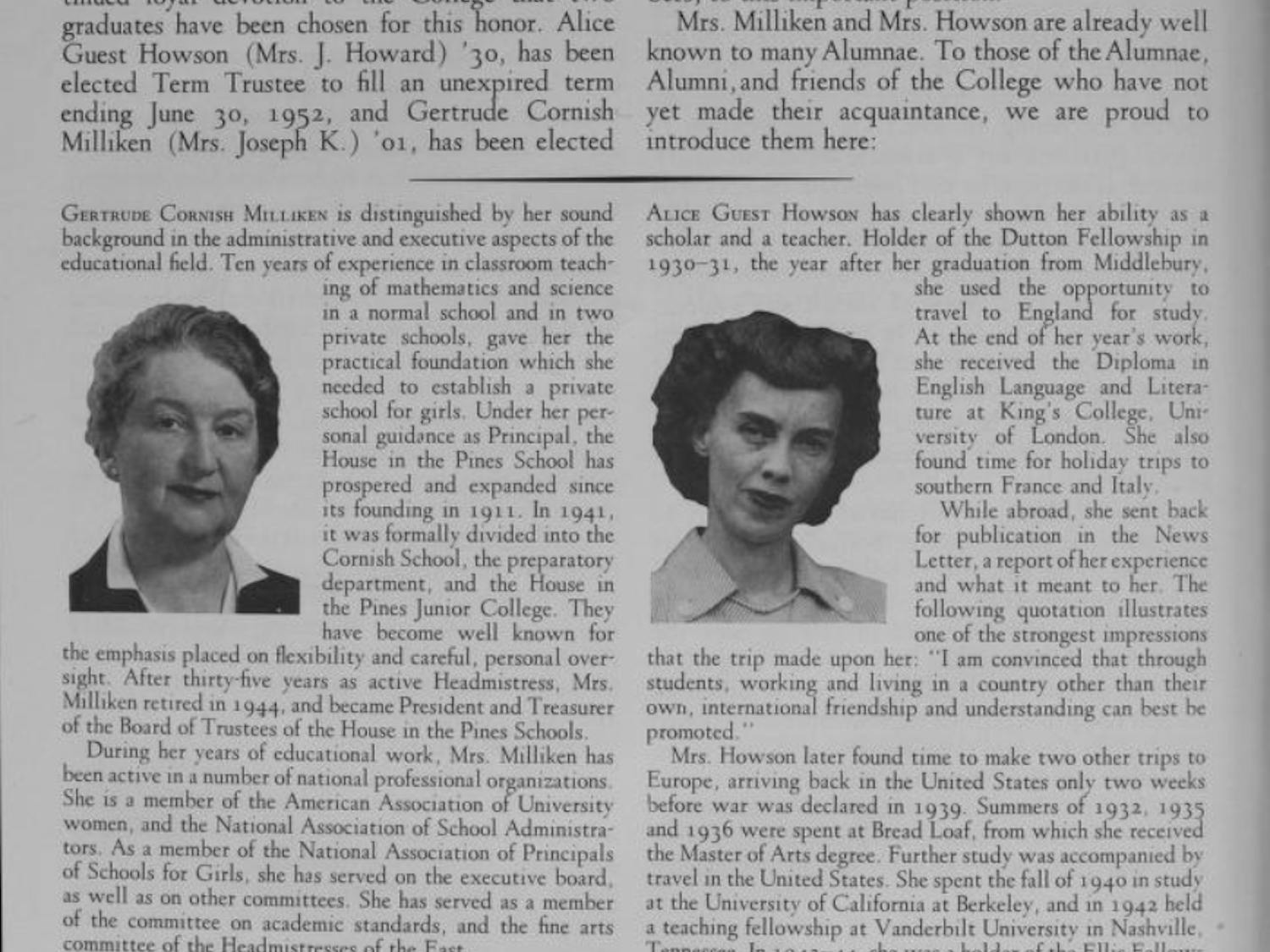 Photo Caption 4_ Middlebury College News Letter 1948-10-01 _ Volume XXIII, Issue 1. Middlebury College Special Collections, Middlebury, Vermont. .png