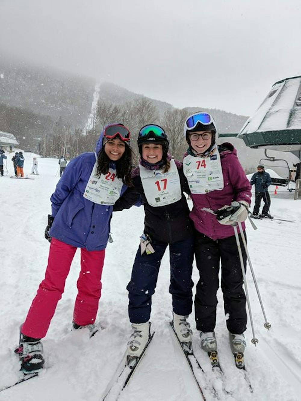 <span class="photocreditinline">COURTESY PHOTO</span><br />Members of the SheFly team hit the slopes. From left: Bianca Gonzalez ’18, Georgia Grace Edwards ’18 and Charlotte Massey ’19.