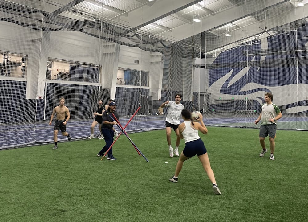 <p>Sara Paradis &#x27;27 attacks the goal from point-blank range.</p>