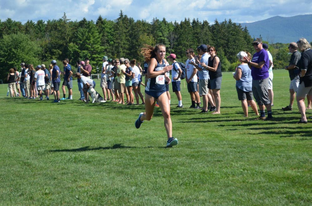 <span class="photocreditinline">BENJY RENTON</span><br />Katie Glew ’21 races at the Aldrich Invitational on Sept. 15.