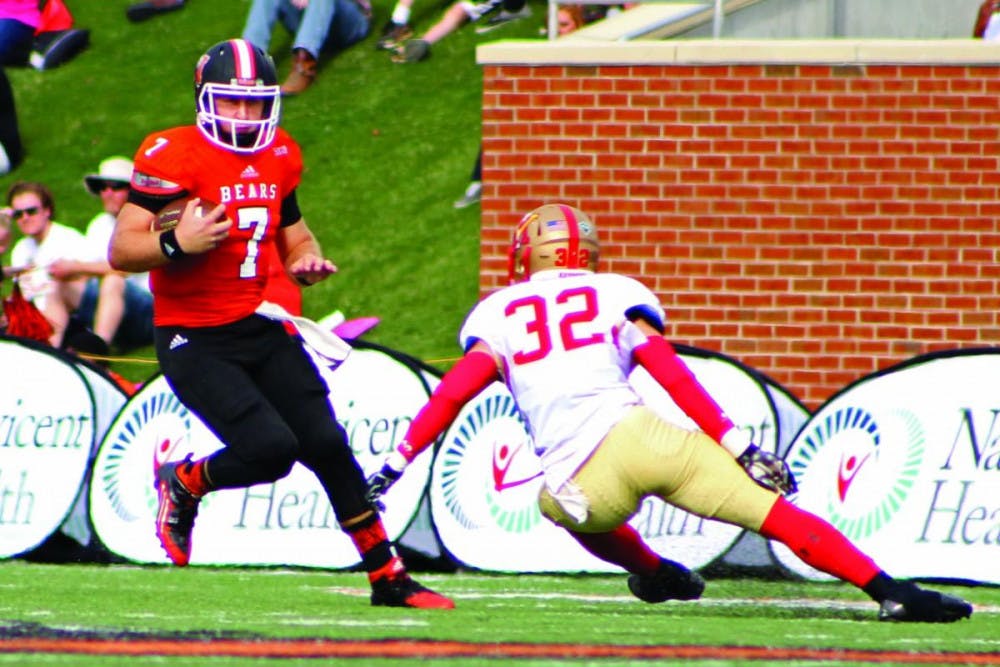 Quarterback John Russ was responsible for both of Mercer's touchdowns in the Bears' season-opening 24-23 loss to The Citadel. Photo by Jenna Eason.