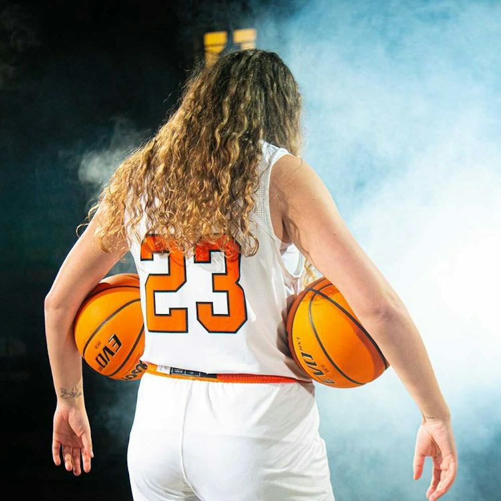<p>Women&#x27;s basketball Freshman forward Ashlee Locke poses for the cameras during a pre-season photo shoot. Credit: Kayla Davis</p>