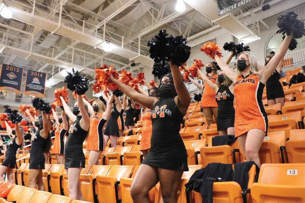 The Mercer Dance Team dances in the stands in Hawkins arena during the women's basketball game against Furman Jan. 21.